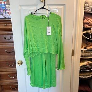 Something Navy Bright Green Top & Pants Set